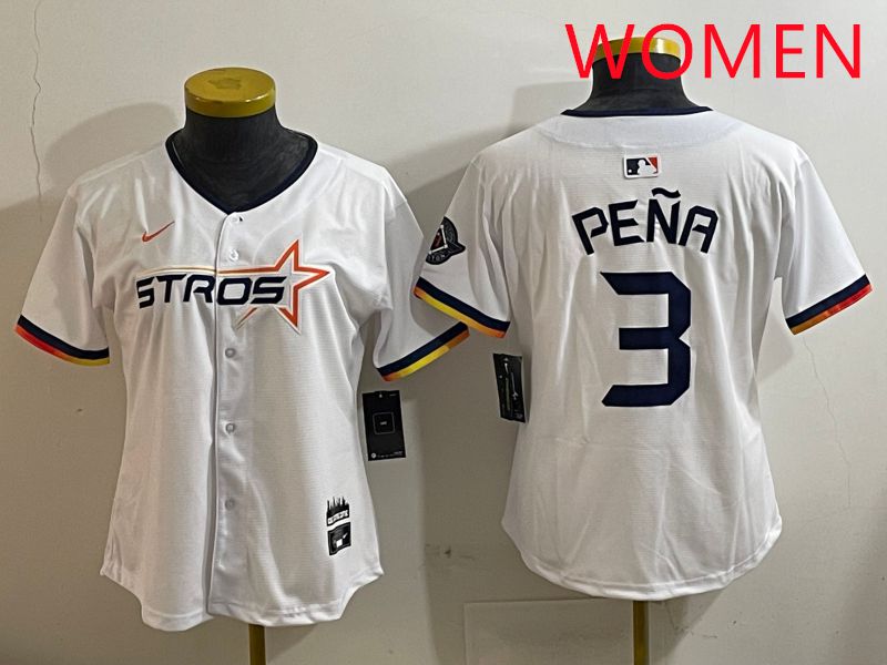 Women Houston Astros #3 Pena White three generations Joint Name Nike 2025 MLB Jersey style 1->women mlb jersey->Women Jersey